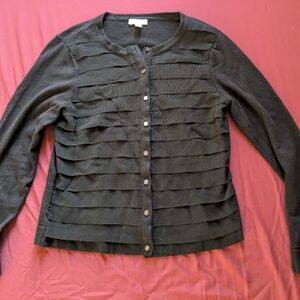 Charter Club Black Ruffle Front Cardigan - Size L
